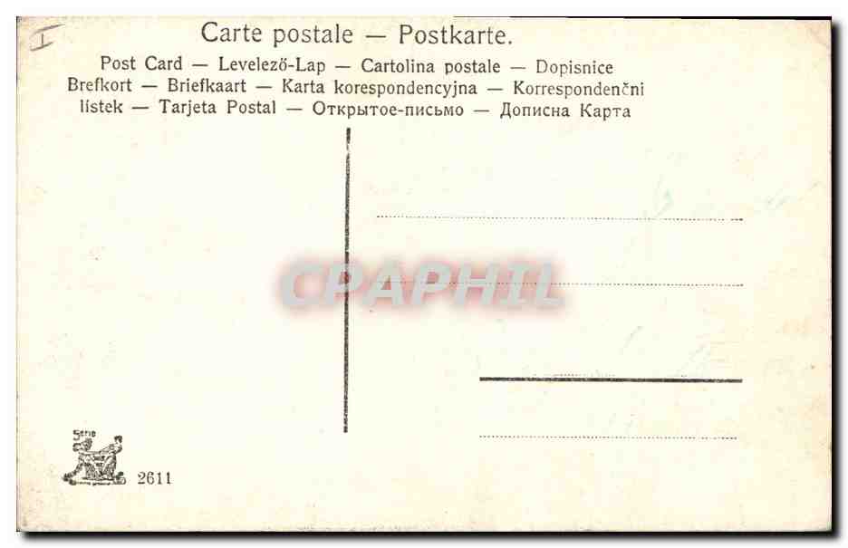 Chiots dans un panier — décor floral — série 2611 — Reverso