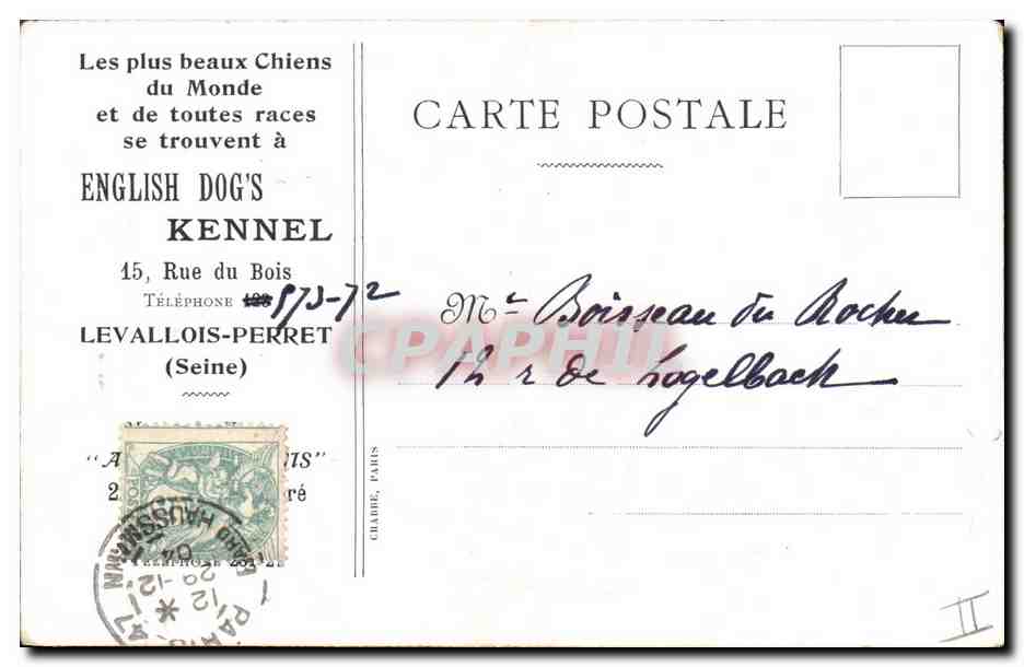 Chiens de race — English Dog's Kennel — Levallois-Perret — Verso