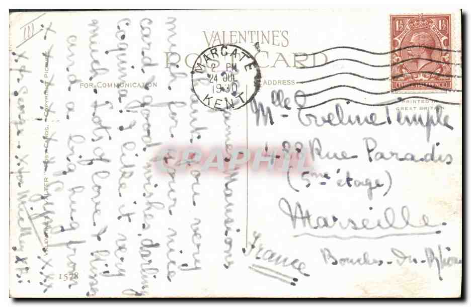 Chien jouet avec ruban jaune — Florence E. Vallier — carte postale Valentine — Reverso