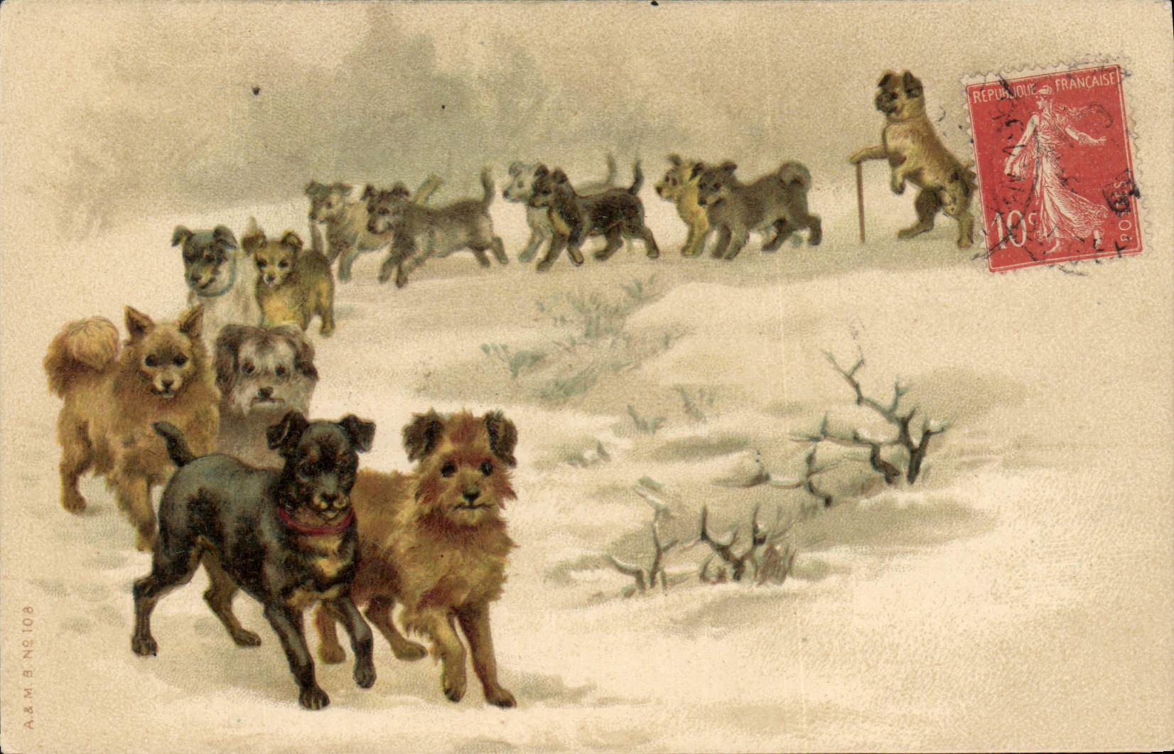 Chiens dans la neige — A.&M. B. N°108 — A.&M. B.