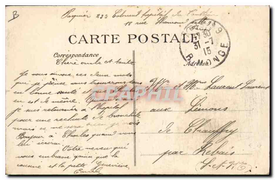 Hôpital Militaire du Panthéon — La Mécanothérapie — B.P.D. n°6 — Rückseite