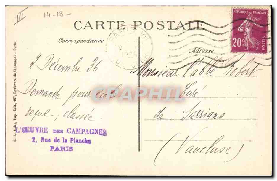 Blessés allemands dans la cour de l'école de Varreddes — 4me Série — E. Le Dyle, Imp. Édits, Paris — Achterkant