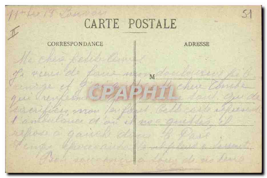 CPA Sante Militaria Louvois le chateau actuellement Hopital Militaire — Rückseite
