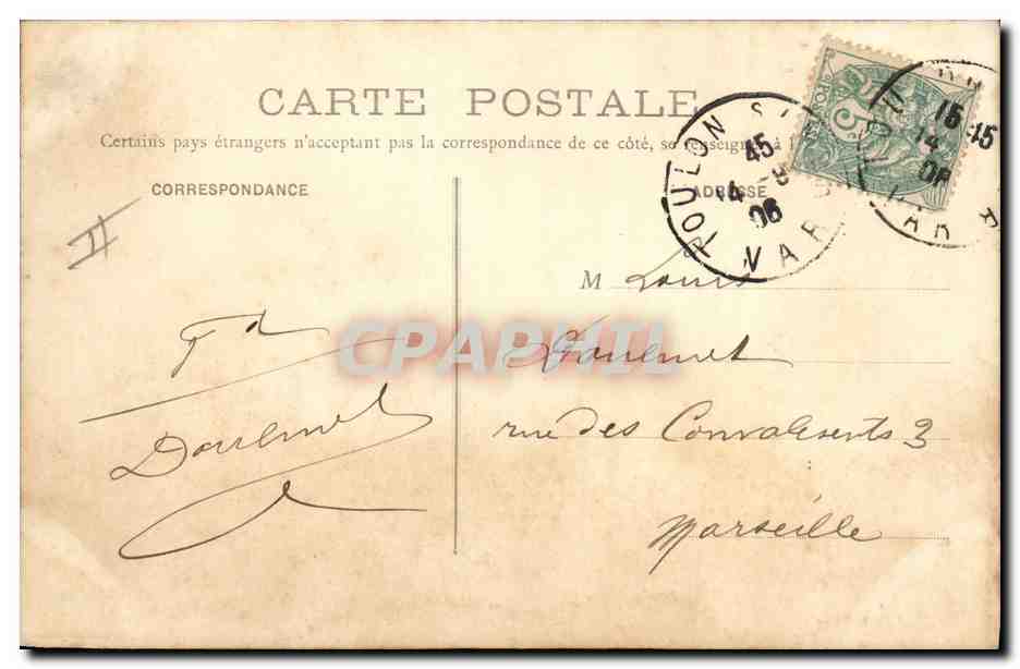 CPA Bateau Toulon Le Gaulois  — Verso