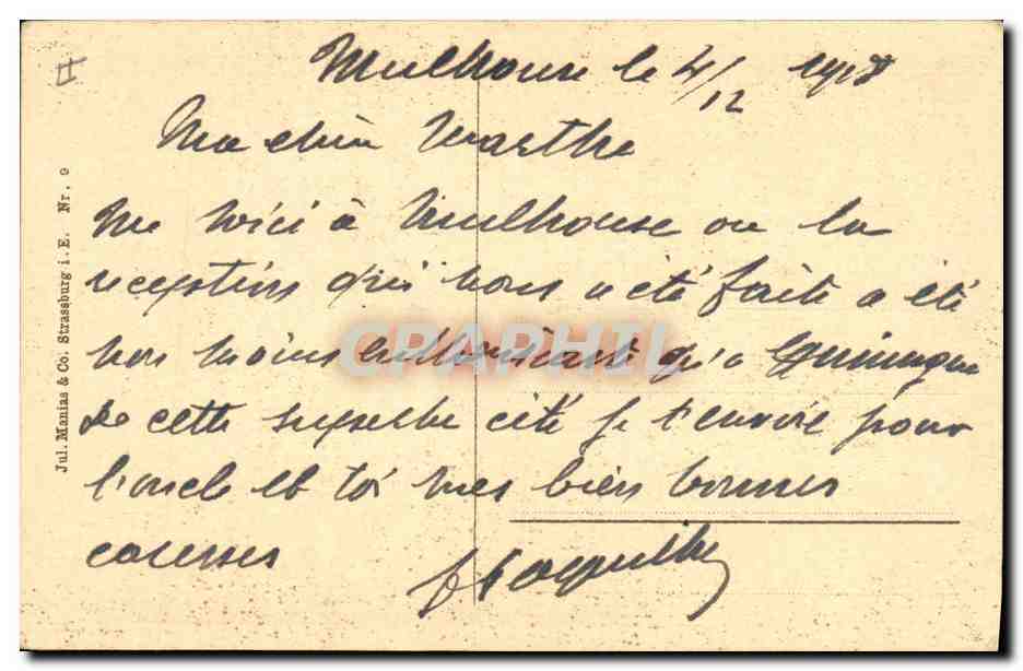 CPA Folklore Alsace Elsasserin und Lothringerin am Waldesrand — Rückseite
