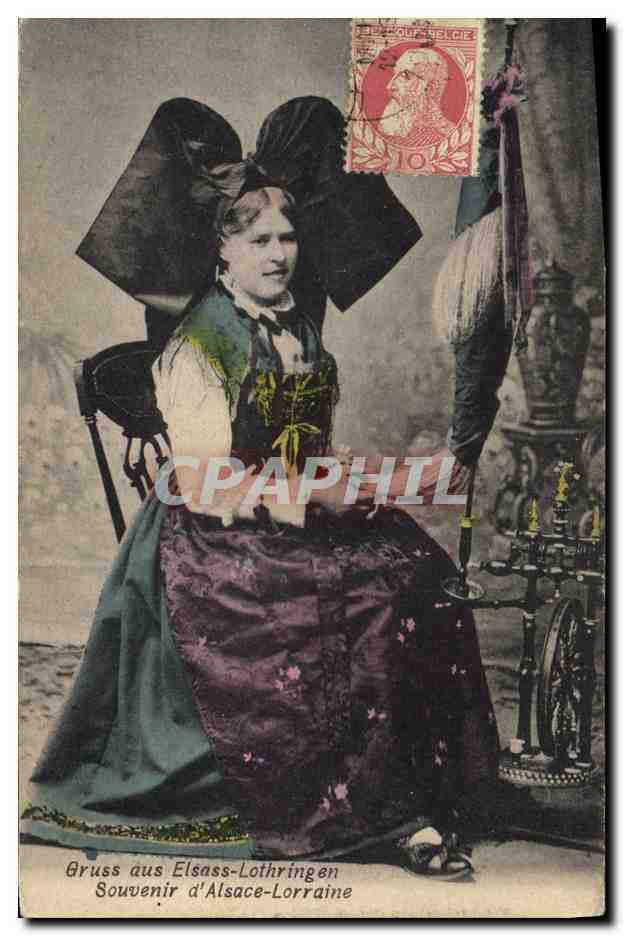 CPA Folklore Alsace Souvenir d'Alsace Lorraine