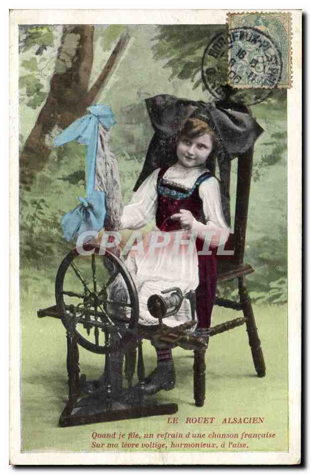 CPA Folklore Alsace Le Rouet alsacien Enfant