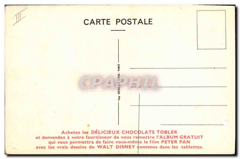 Génétta — Tobler — Walt Disney — éditeur Tobler, n° de série non visible — Verso