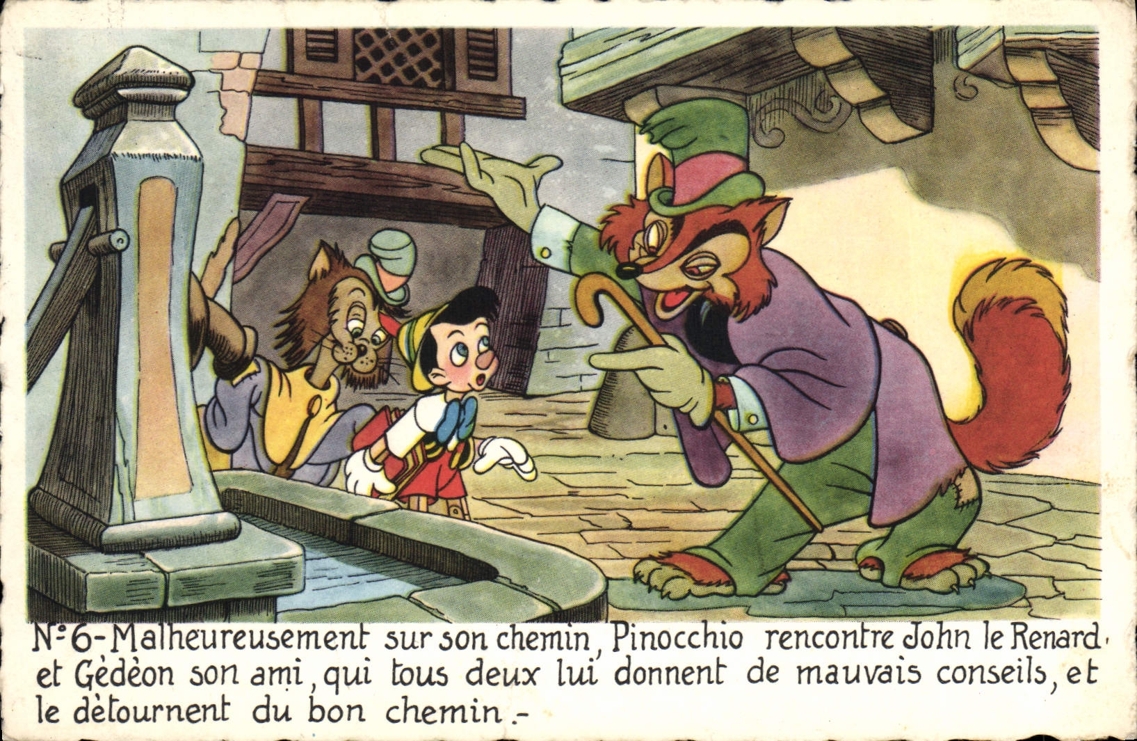 Pinocchio — N°6 — Pinocchio rencontre John le Renard et Gédéon — Éditions Walt Disney