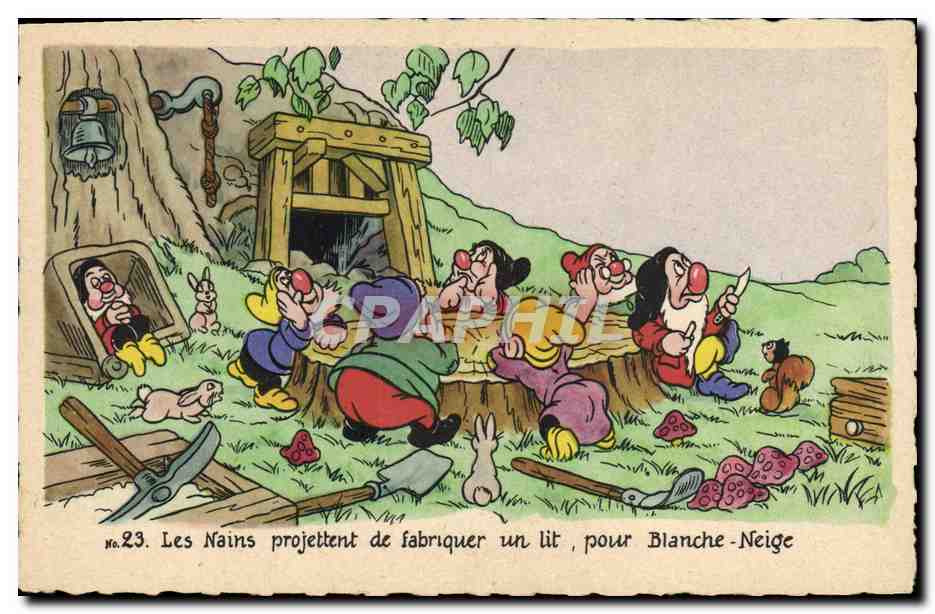 Les Nains projettent de fabriquer un lit, pour Blanche-Neige — Éditions Superluxe-Paris, n°23