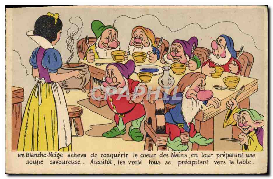 Blanche-Neige et les Sept Nains — scène de soupe — Éditions E. Séphériades