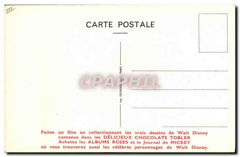 Frère Lapin — dessin de Walt Disney — éditeur Tobler, n° III — Verso