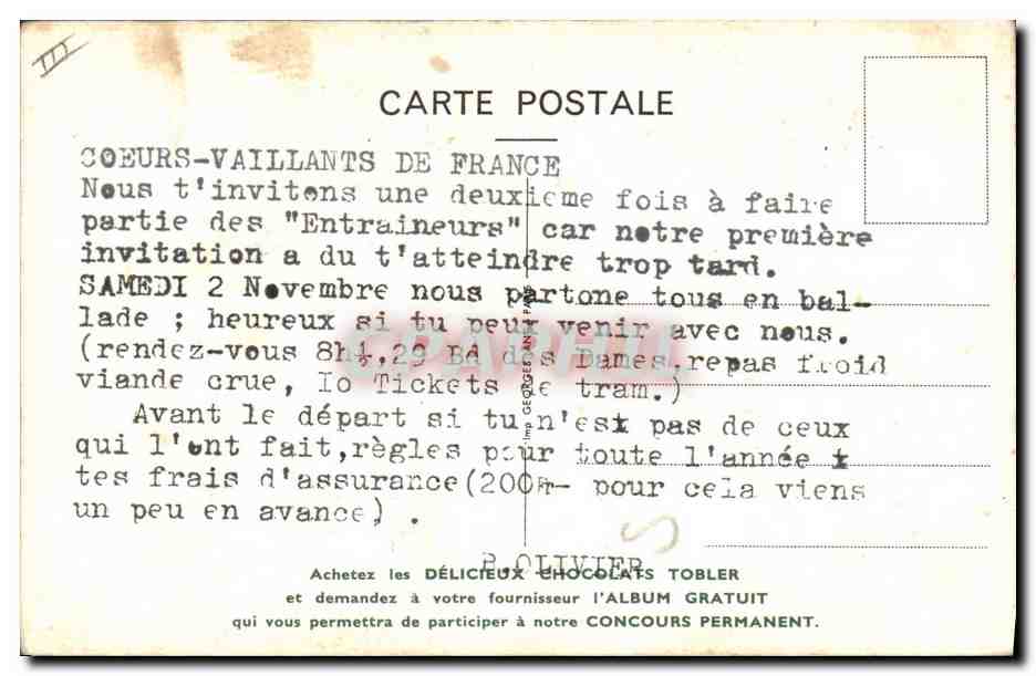Grand père Lapin — Tobler — Walt Disney — Verso