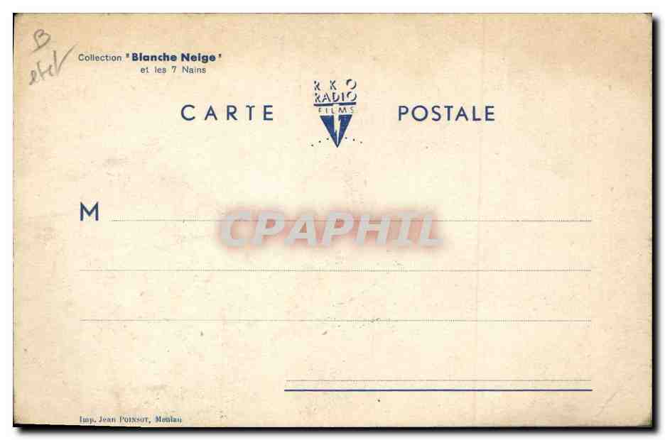 CPA Fantaisie Walt Disney Nain Joyeux — Verso