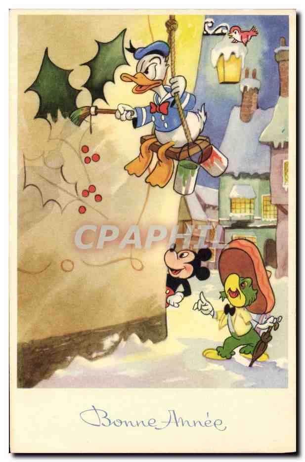 CPA Fantaisie Walt Disney Donald Mickey Perroquet