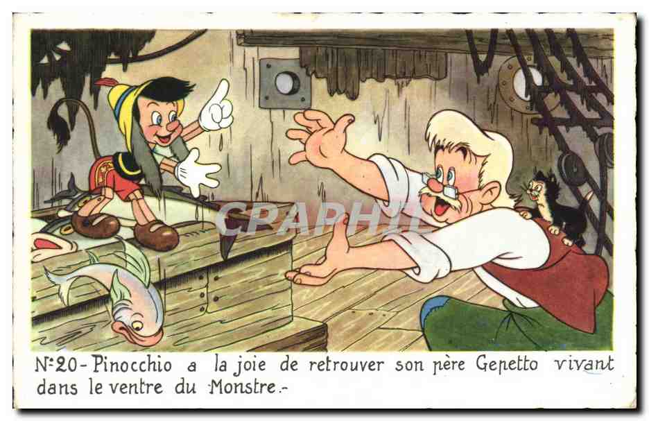 CPA Fantaisie Walt Disney Pinocchio Gepetto