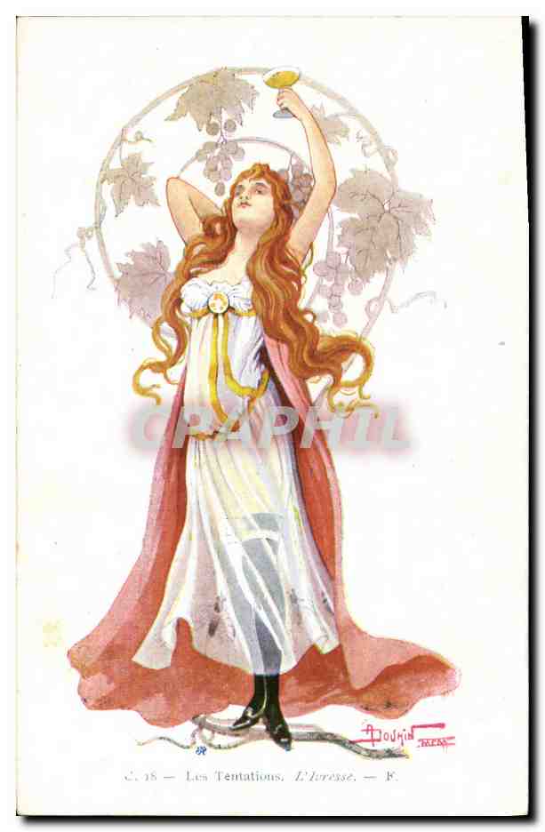 CPA Fantaisie Illustrateur Douhin Femme Les tentations L'ivresse