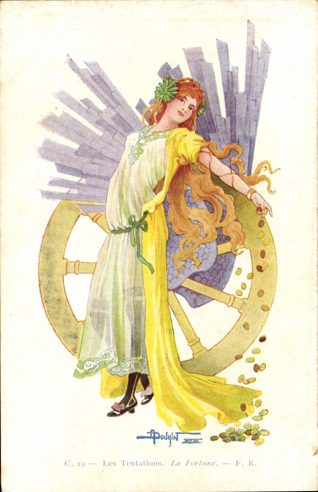CPA Fantaisie Illustrateur Douhin Femme Les tentations La fortune