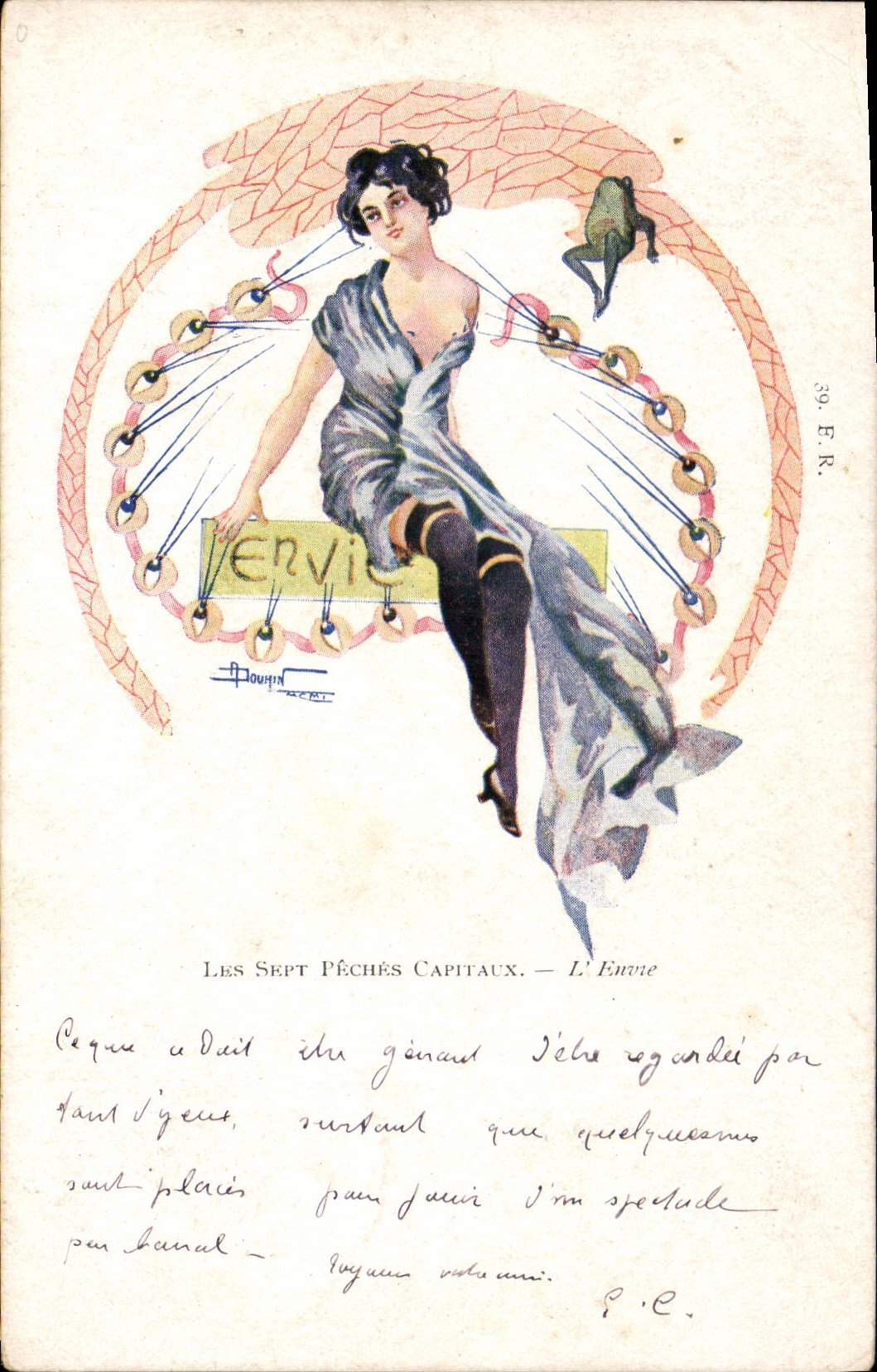 CPA Fantaisie Illustrateur Douhin Les sept peches capitaux l'envie