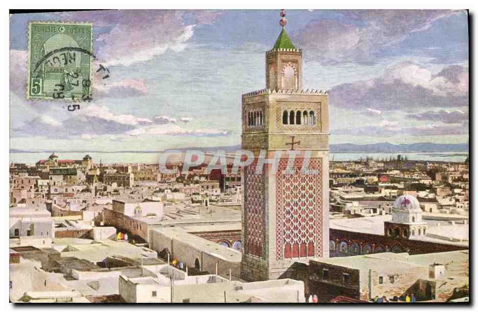 CPA Fantaisie Orientalisme Tunis et la grande mosquee