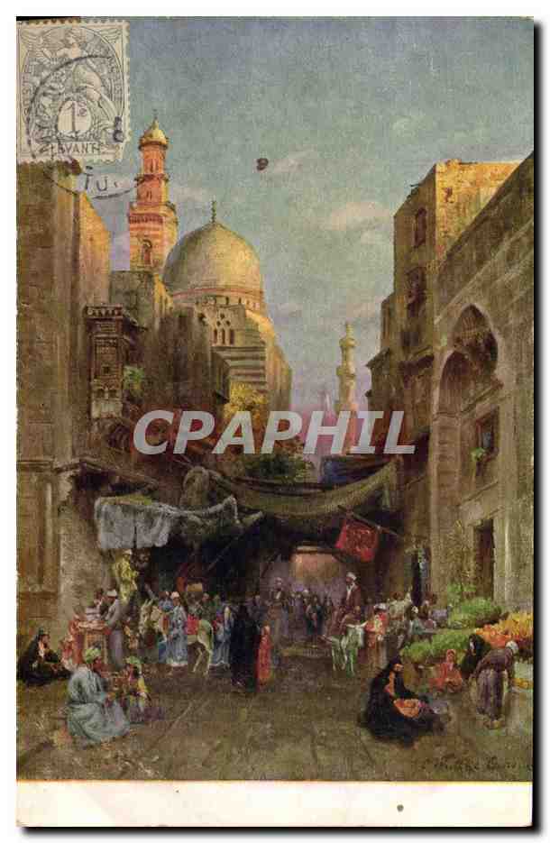 CPA Fantaisie Orientalisme Rue au Caire Egypt Egypte