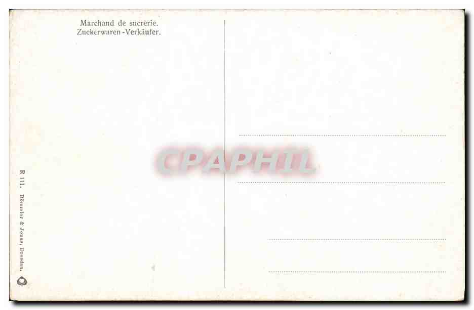 CPA Fantaisie Orientalisme Marchand de sucrerie — Verso