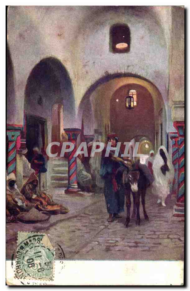 CPA Fantaisie Orientalisme Scene de rue Ane Mule