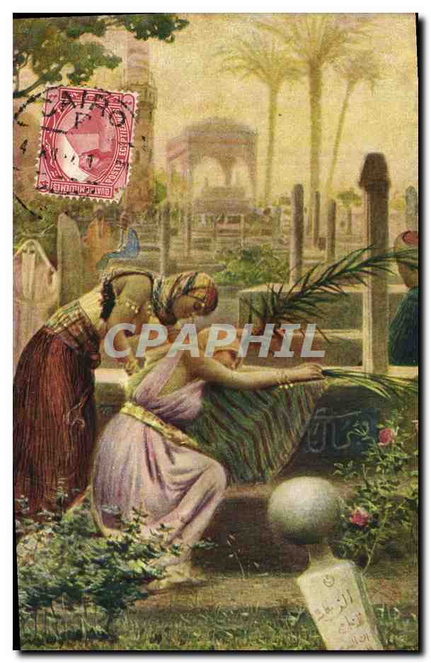 CPA Fantaisie Orientalisme On an Arabian Cemetery