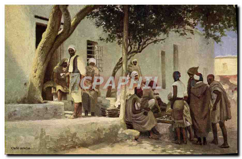 CPA Fantaisie Orientalisme Cafe arabe