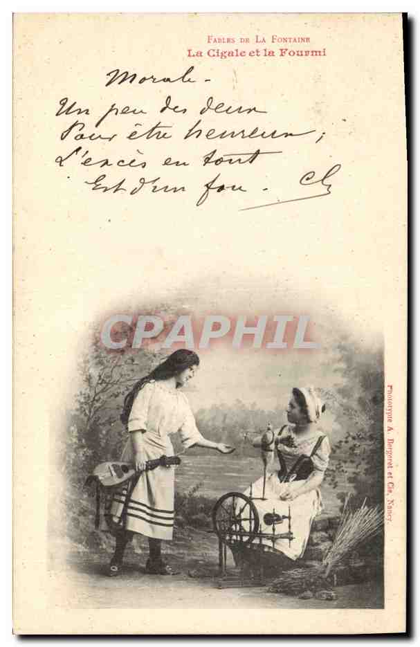 La Cigale et la Fourmi — Fables de La Fontaine — Phototype A. Bergoni et Cie, Nancy