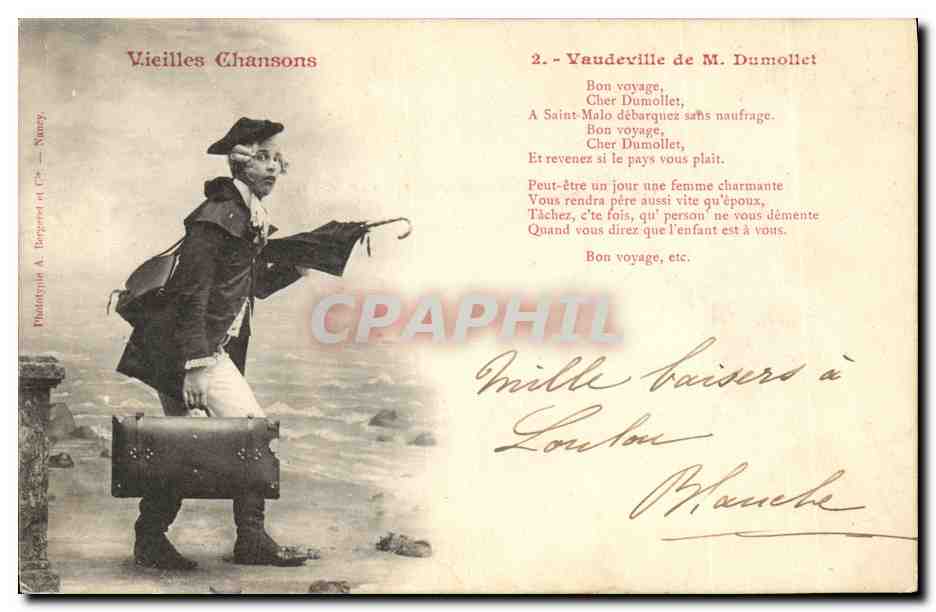 CPA Fantaisie Vieilles chansons Vaudeville de M Dumollet