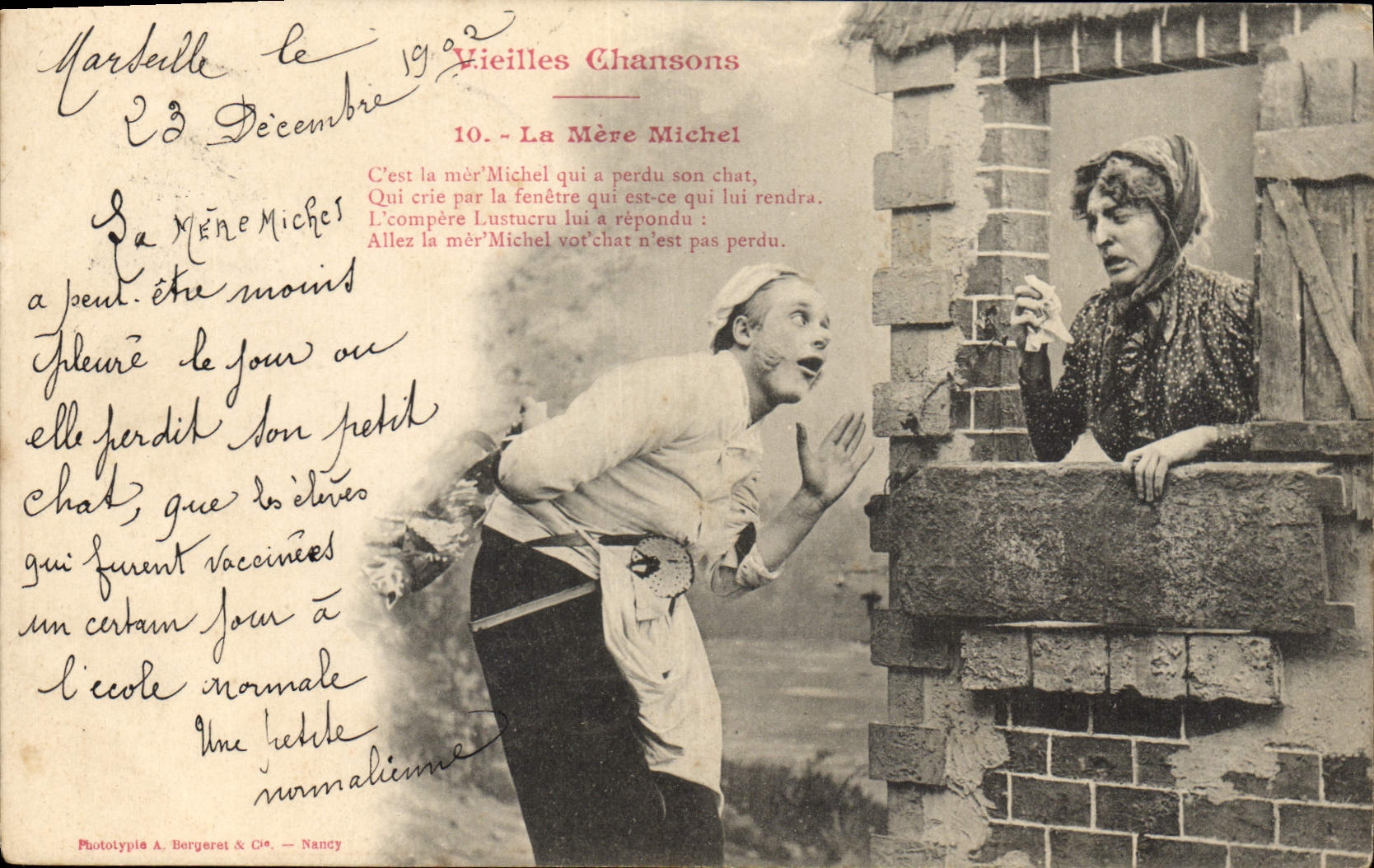 La Mère Michel — Vieilles Chansons n°10 — Phototypie A. Bergeret & Cie, Nancy