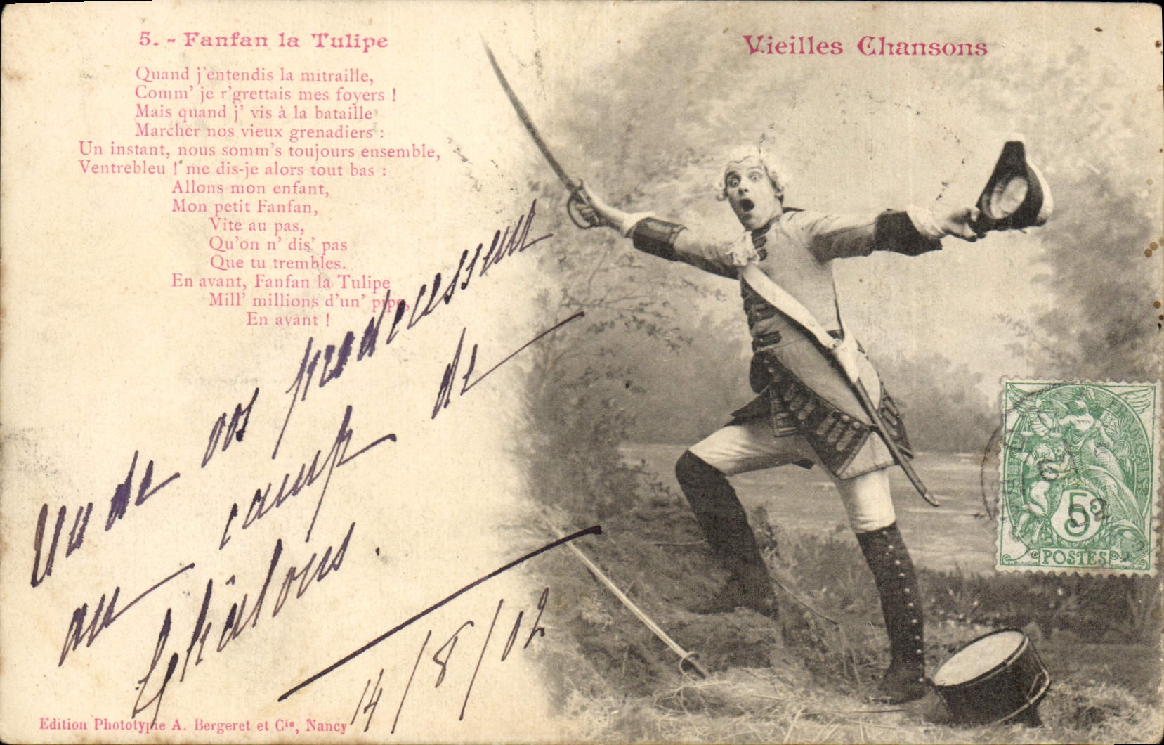 CPA Fantaisie Vieilles chansons Fanfan la Tulipe