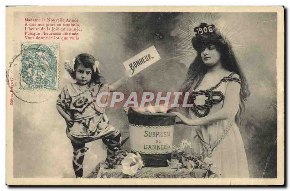 CPA Fantaisie Femme Surprises de l'annee Ange