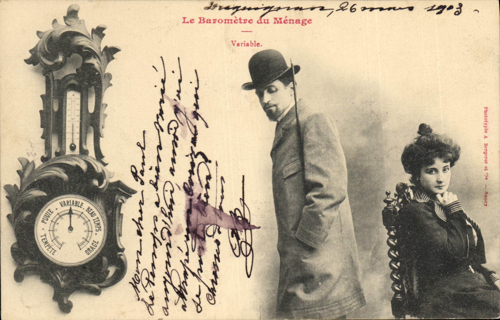 Le Baromètre du Ménage — Variable — Phototypie A. Bongarot à Nancy