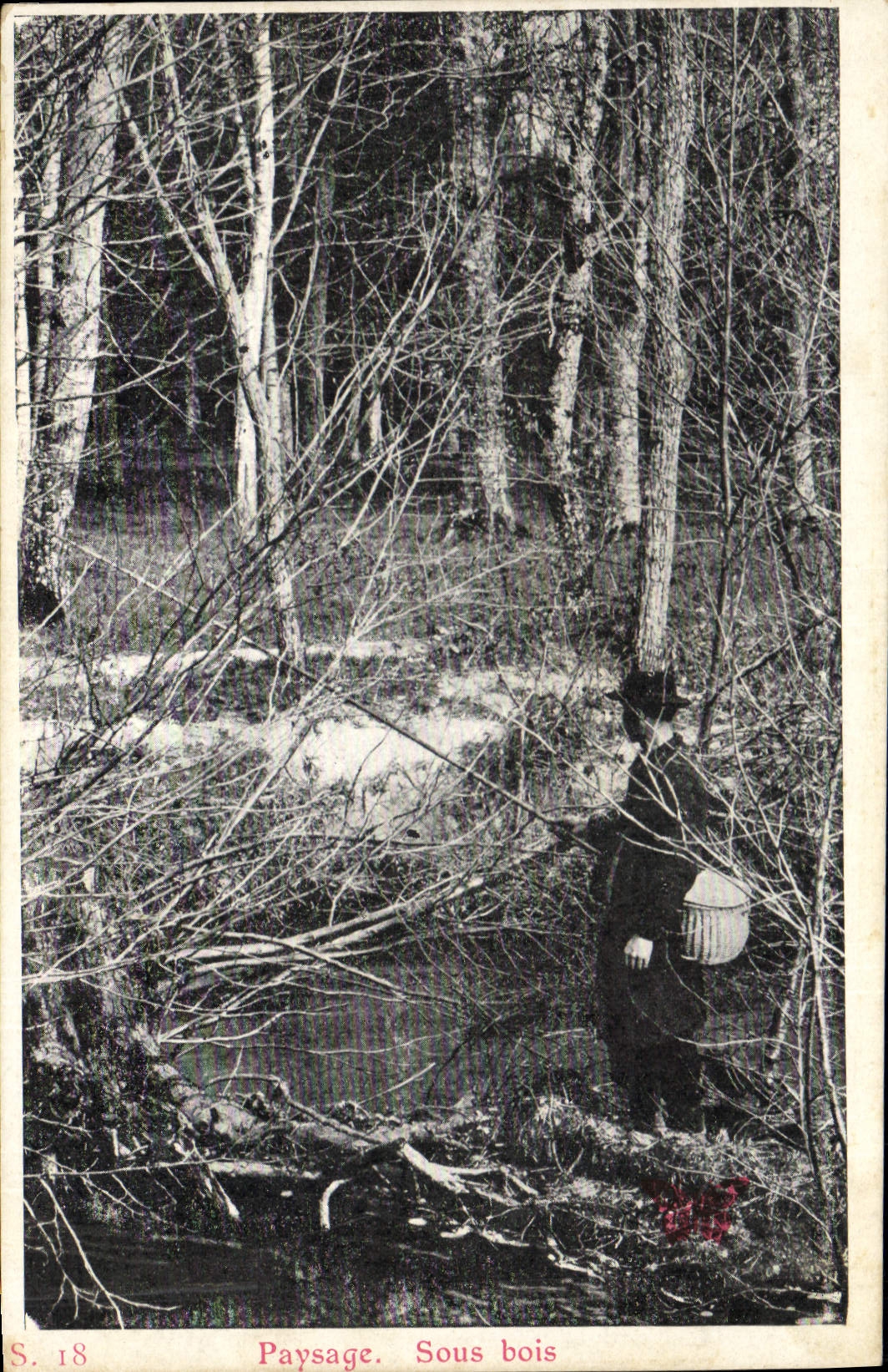CPA Peche Pecheur Paysage Sous bois 