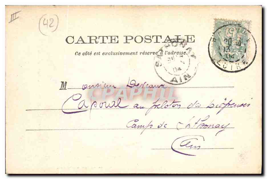 CPA Peche Pecheur Roanne Etablissement de pisciculture — Rückseite