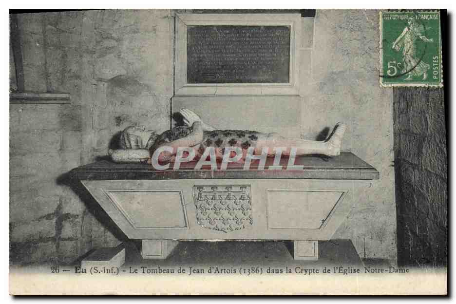 CPA Mort Eu Le tombeau de Jean d'Artois dans la crypte de l'eglise Notre Dame