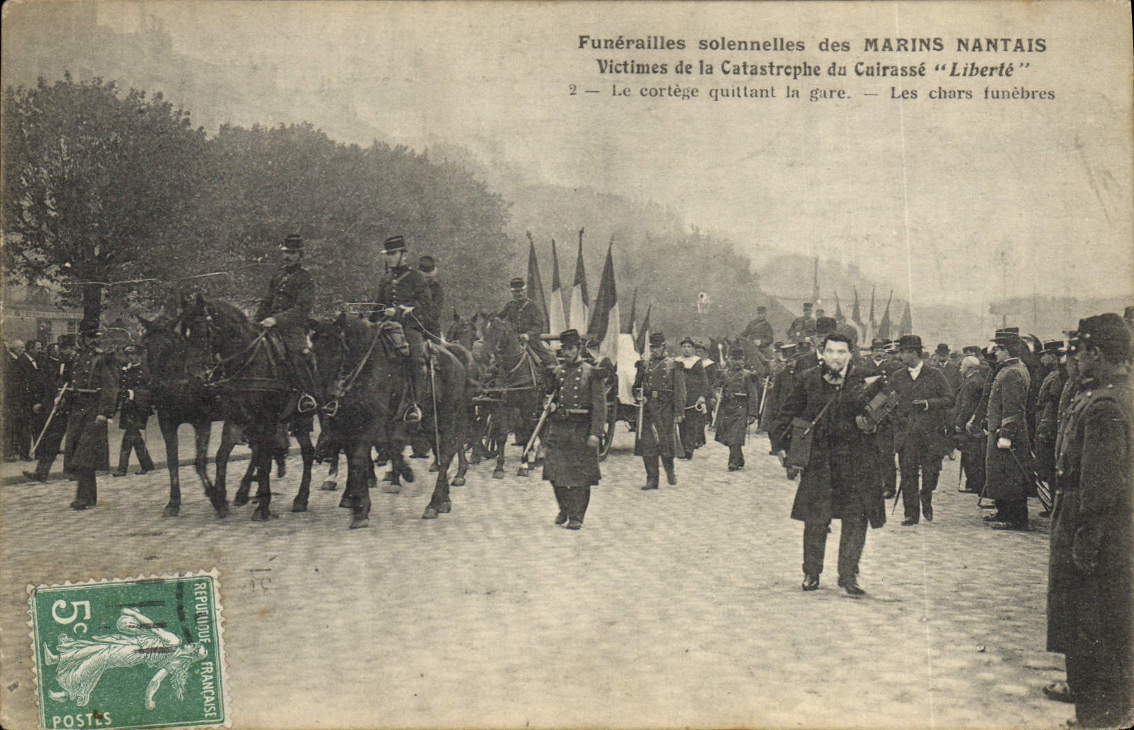 Funérailles solennelles des MARINS NANTAIS — Victimes de la Catastrophe du Cuirassé "Liberté" — Éditeur : Héloïse A. Dugès, Nantes