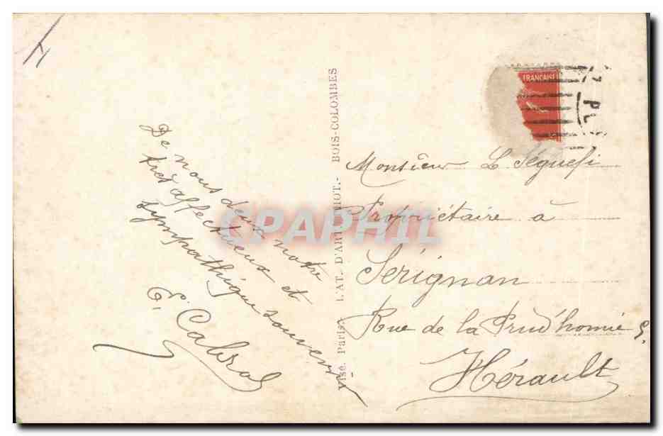 CPA Coq Canon Militaria Gloire et bonheur — Rückseite