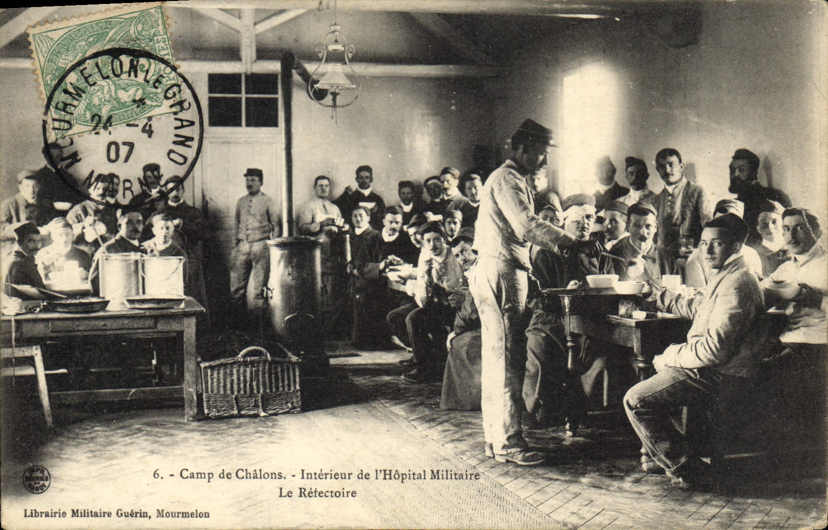 Camp de Châlons - Intérieur de l'Hôpital Militaire - Le Réfectoire — Librairie Militaire Guérin, Mourmelon