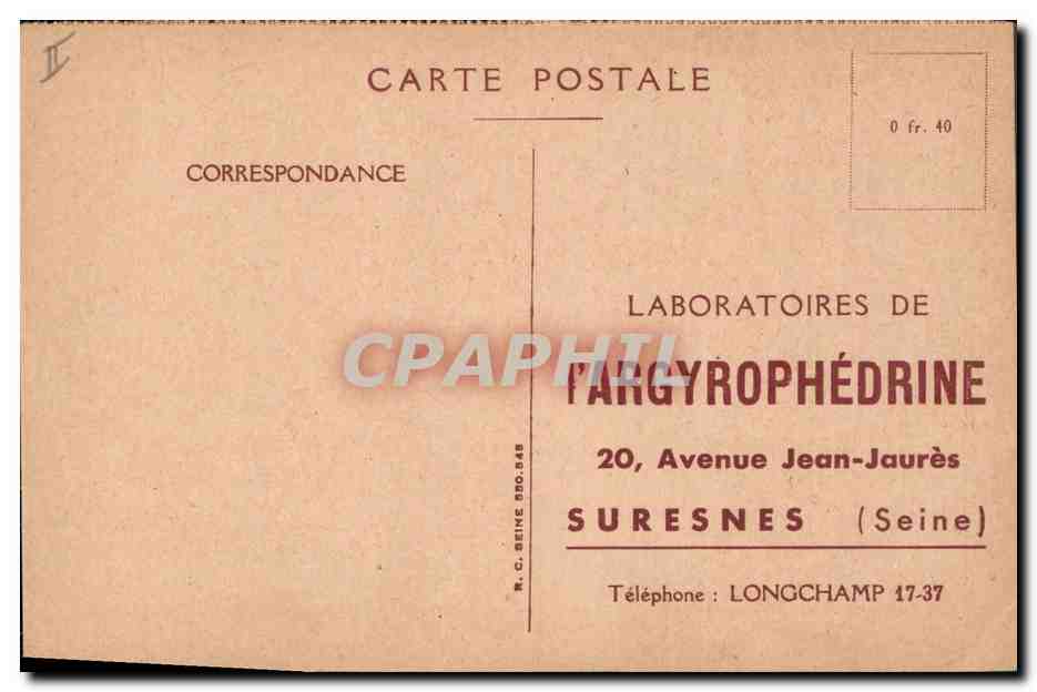 CPA Sante Argyrophedrine Avenue de Jean Jaures Suresnes — Rückseite