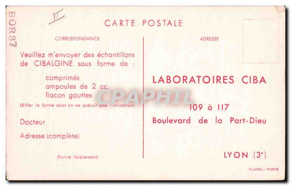 CPA Sante Cibalgine laboratoires Ciba Boulevard de la Part Dieu Lyon  — Rückseite
