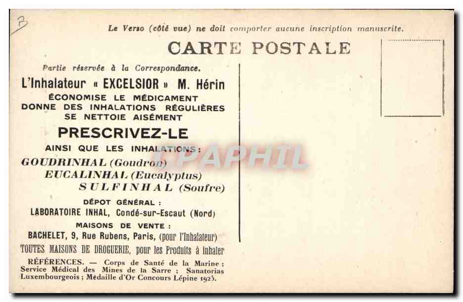 Inhalateur perfectionné à débit réglable — M. Hérin, Laboratoire Inhal, Condé-sur-Escaut (Nord) — Rückseite