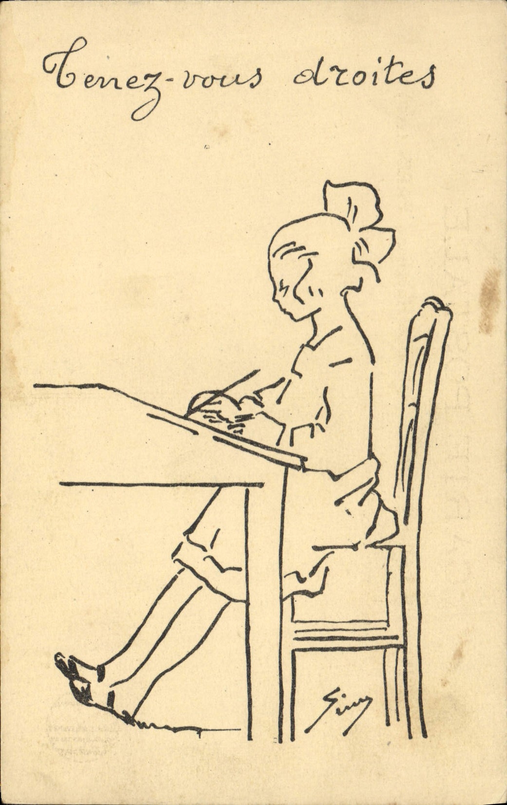 Femme assise à une table — illustration — L'Hygiène par l'Exemple, Paris