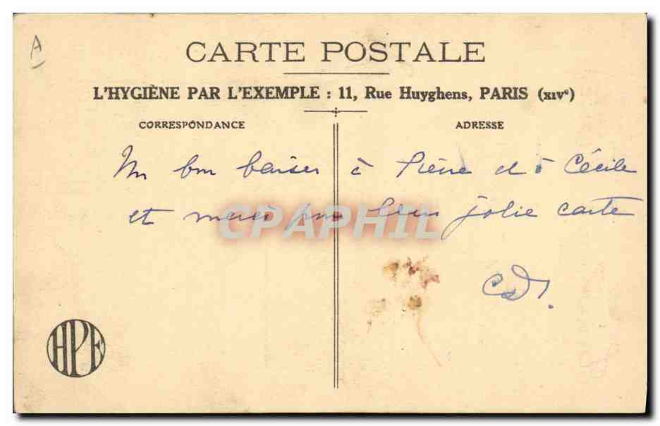 Femme assise à une table — illustration — L'Hygiène par l'Exemple, Paris — Rückseite