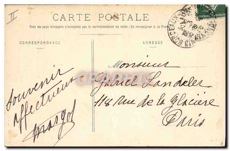CPA Sante Militaria Bordeaux l'ecole de Sante Navale — Rückseite