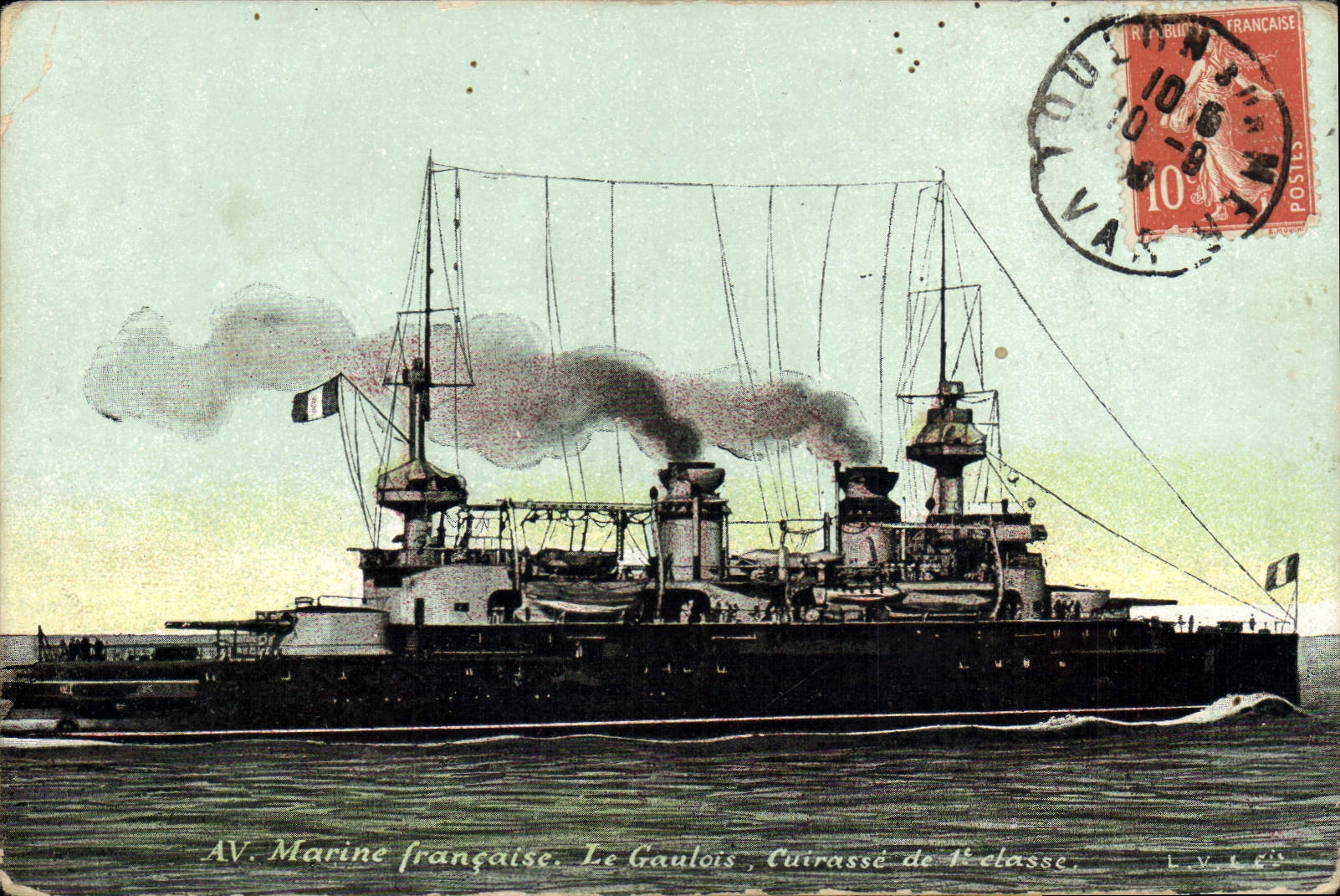 Le Gaulois — Cuirassé de 4e classe — Marine française — éditeur L.V.C.E.