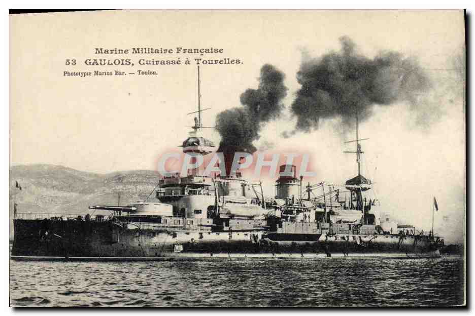 Cuirassé Gauleois — Marine Militaire Française — Phototypie Marius Bar, Toulouse