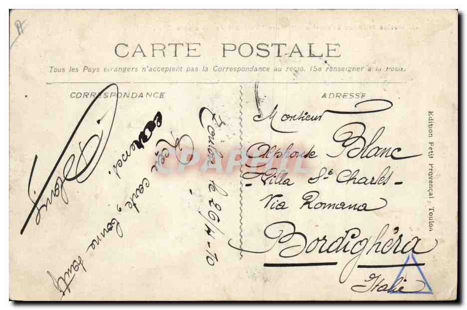CPA Bateau Gloire de 1ere classe — Verso